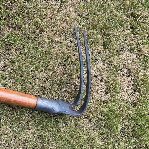 2PCS 19.6 Inches Garden Pick, 2 Prong Hand Hoe Tool Set Garden Tool with Wooden Handle, Transplanting Digging Planting Loose Soil Camping or Prospecting