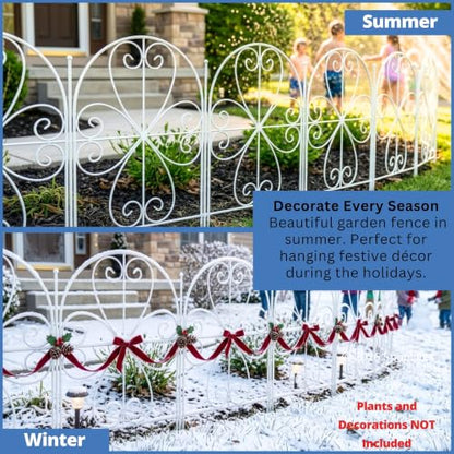 ShopLaLa Garden Fence (10 Panels) 12.5inx16.5in White Metal Wire Fencing
