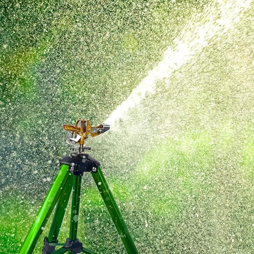 LIULO TOOL Impact Sprinkler on Tripod Base, 6 Pack Tripod Sprinklers with Brass Head, 360 Degree Large Area Irrigation with Extension Legs Flip Locks, Heavy Duty 3/4" Connector for Lawn Yard Garden - size: 6 Pack