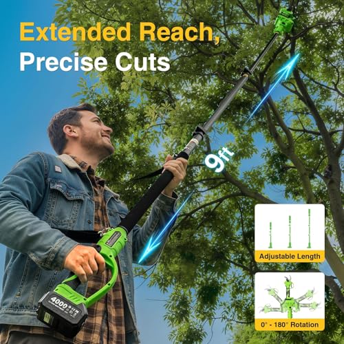 TaskStar 2-in-1 Pole Electric Pruning Shears, 1.6" Cut Cordless Pole Pruner