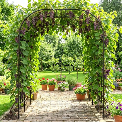 87in H Tall Garden Arch Trellis for Climbing Plants Outdoor - size: 47" W x 59" L x 86.6" H