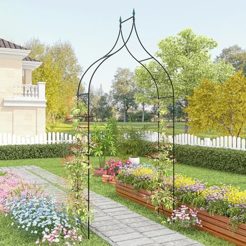 Happygrill Gothic Style Garden Arbor with Multiple Side Crossbars