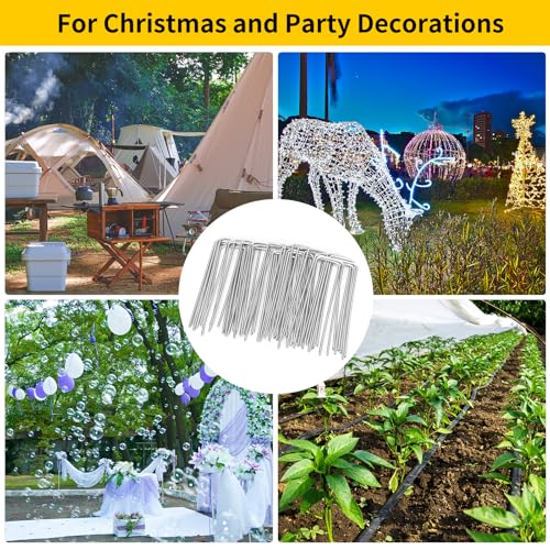CEWOR 200 Pack Landscape Staples 4 Inches, Galvanized Metal Garden Stakes Landscaping Landscape Fabric Staples Sod Pins for Lawn, Barrier Fabric, Garden Fence, Ground Cover - size: 4 Inch-200 Pack