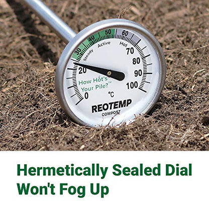 Reotemp 20 Inch Celsius Backyard Compost Thermometer with Digital Composting Guide