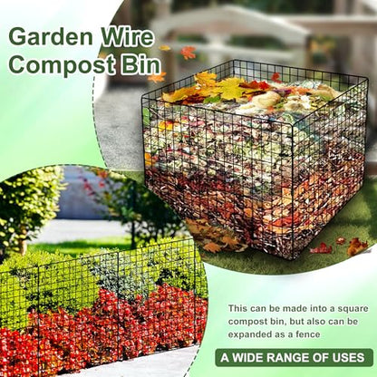 Large Compost Bin Outdoor, Square Mesh Garden Wire Compost Bin for Stacking Leaves and Yard Waste Black 36X36X28 Inches - color: Black