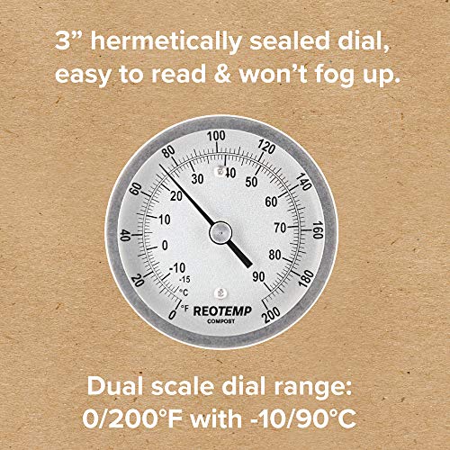 REOTEMP Heavy Duty Compost Thermometer - Fahrenheit and Celsius (36 Inch Stem), Made in The USA - size: 36 Inch Stem