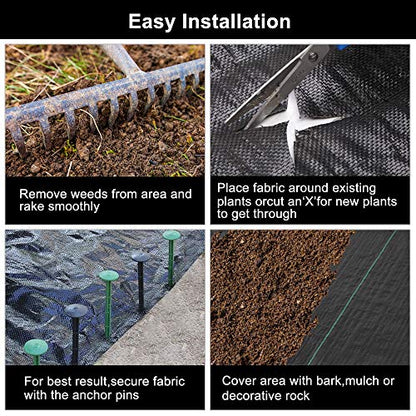 TUFFIOM Weed Barrier 4 x 300 FT Garden Landscape Fabric, Ground Cover with UV Resistance, 125gsm/3.7OZ Heavy Duty Material for Superior Weed Control, Perfect for Greenhouse, Yard, Flower Bed, Garden - size: 4 x 300 FT