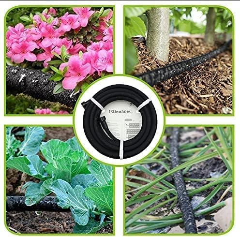 Soaker Hose 50ft -5/8 Round Rubber Garden Soaker Hoses, Heavy Duty Irrigation Drip Hose, Water Seeper Soaking Hose for Gardens, Flower Beds And Lawn Yard - size: 50FT by 5/8"
