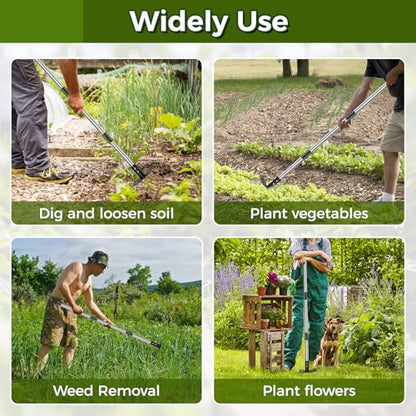 Weed Puller Tool with Long Handle - 44" Heavy Duty Manual Weeder & Garden Hoe, 2 in 1 Uprooting Tool for Yard, Lawn, Flower Bed, and Patio, Durable Weed Remover for Gardening (44") - style: 44"