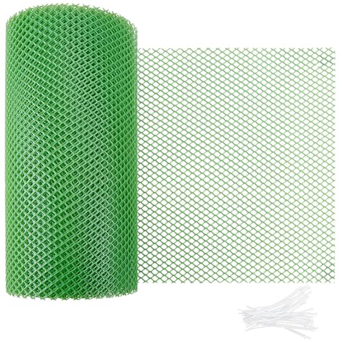 BENECREAT 26.2Ft x 11.8 Inch Green Plastic Wire Mesh Fence Roll, Chicken Wire Mesh Fence for Garden Fencing, Construction, Snow Fencing, Animal Barrier, Poultry