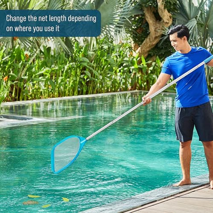 U.S. Pool Supply Pool and Spa Skimmer Net with Pole, Handheld Fine Mesh - size: 5' Regular Frame