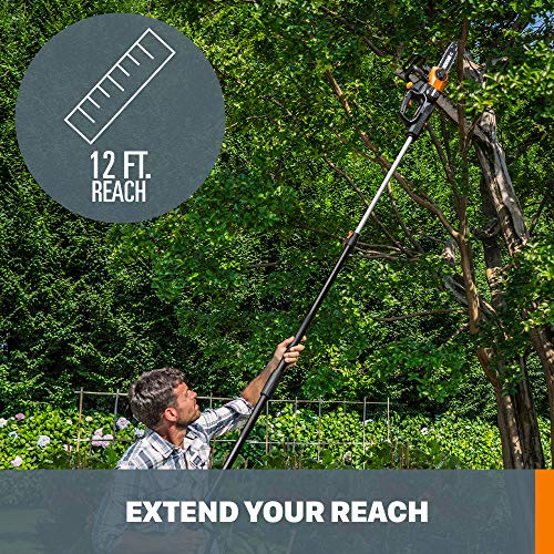 WORX Cordless Chainsaw, 20V 10" 2-in-1 Pole Saw with Auto-Tension, WG323