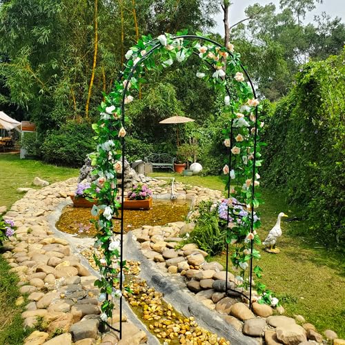 Metal Garden Arbor Wedding Arch 95.3" H x 45" W, Heavy Duty Rustproof Iron Pergola Trellis for Climbing Plants Outdoor Garden Patio Pathway Lawn Ceremony Party Decoration