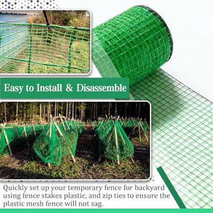 Garden Fence 4 x 100 FT, 0.4" Mesh Plastic Fencing, 50 Zip Ties Included - size: 4ftx100ft