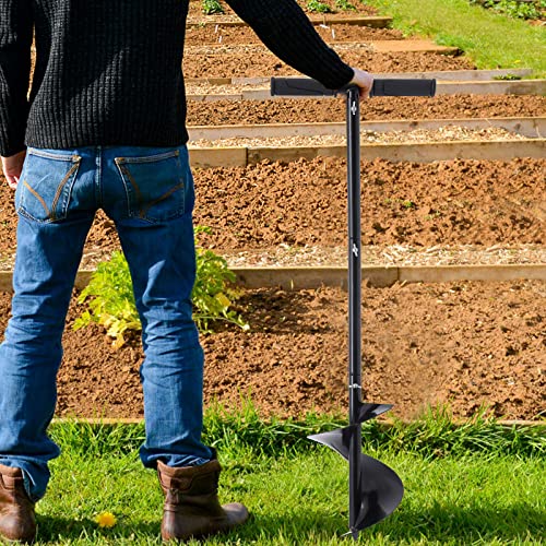 Manual Garden Hole Digging Drill Bit 7"x 33"Bit Hand Post Hole Digger with Non-Slip Handle Spiral Drill Planter for Flower, Tree, Seedlings, Deep Cultivating - style: 7"x 33"Bit