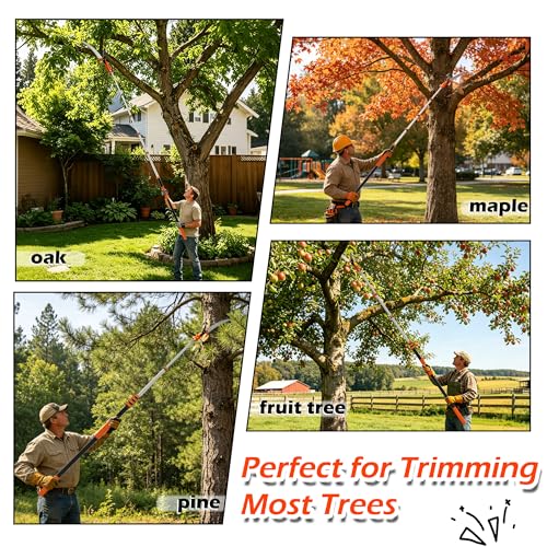 5-29 FT Extendable Manual Pole Saw, Tree Trimming Pruner with Flip & Screw Dual Lock, Adjustable Long Handle High Reach Cutter for Yard & Garden - size: 5-29FT