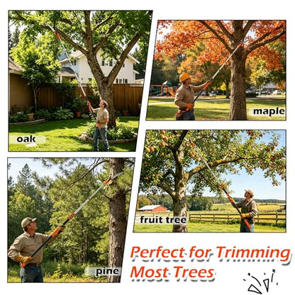 5-29 FT Extendable Manual Pole Saw, Tree Trimming Pruner with Flip & Screw Dual Lock, Adjustable Long Handle High Reach Cutter for Yard & Garden - size: 5-29FT