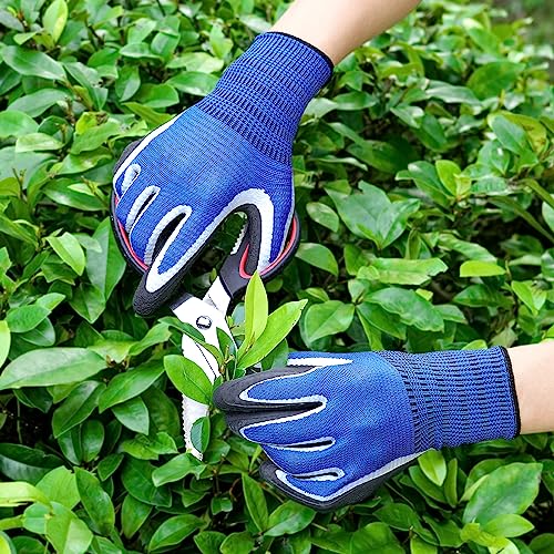 DOFOWORK Gardening Gloves - 6 Pair Gardening Gloves for Women/Men with Grip - color: Blue & Green, Large