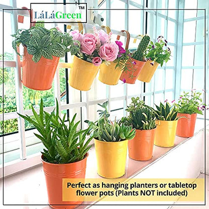 LaLaGreen Rail Planter for Outdoor Plants (4 in, 10 Pack) Orange Metal Pots - size: 4 Inch (Orange)