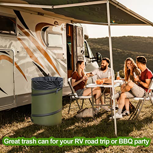2-Pack 30 Gallon Collapsible Pop-Up Trash Can for Camping, RV - Waste Yard Bag for Gardening Lawn/Leaf - 30 Gallon Each Bag, Green
