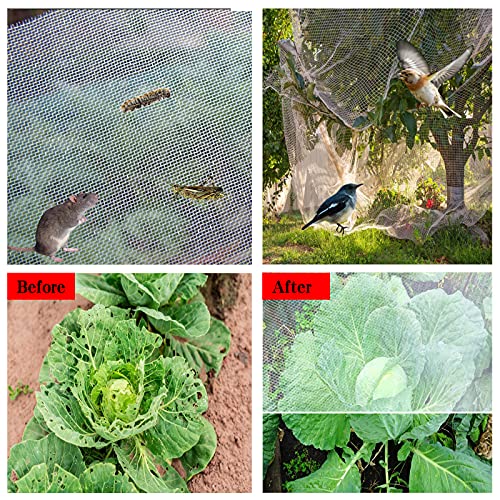 8x24ft Garden Netting Pest Barrier, 0.8mm Ultra Fine Mesh Plant Cover for Vegetables Fruits Flowers, Durable Mesh Screen for Raised Garden Beds, Row Cover, Shield for Cicadas, Birds, & Wildlife