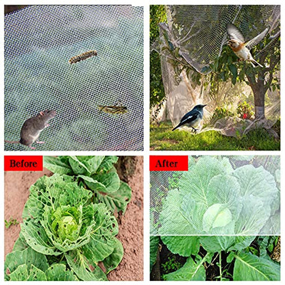 8x24ft Garden Netting Pest Barrier, 0.8mm Ultra Fine Mesh Plant Cover for Vegetables Fruits Flowers, Durable Mesh Screen for Raised Garden Beds, Row Cover, Shield for Cicadas, Birds, & Wildlife
