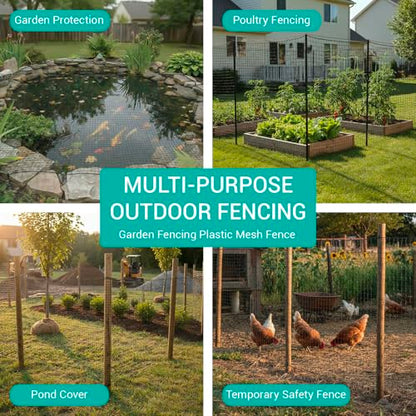 4.5ft*200ft Deer Fence Netting, Heavy Duty HDPE Mesh Animal Barrier, Black - size: 4.5ft*200ft