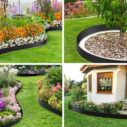 4 Inch x 66 FT (Multiple Sizes Available) Landscape Edging, Garden Edging Borders with 70pcs Upgrade Stakes, Flexible No Dig Plastic Garden Border for Lawn, Landscaping, Flower Beds, tree and Yard - size: 4IN x 66FT