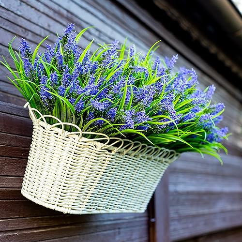 AXYLEX Artificial Lavender Outdoor, 20 Bundles Fake Plants (Purple) - color: Purple