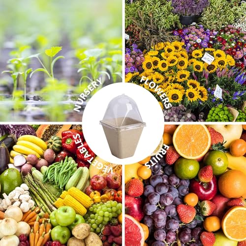 Purple Star 40 Pcs Starter Pots for Planting Seeding- 3.1 Inch Square Planter Nursery Pot with Humidity Dome- Biodegradable Peat Pots for Seedlings Garden Vegetable Flower Germination - color: L-40pcs