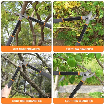 18" Bypass Loppers for Gardening,Tree Trimmer with 1.5" Cutting Capacity - size: 18''