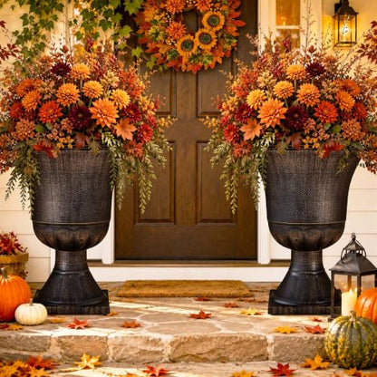 22" Tall Urn Planters Set of 2 Large Flower Pots, Antique Bronze - color: 22"-antique Bronze