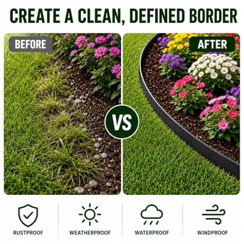 6-Pack Steel Landscape Edging 40 * 5 Inch Metal Edging - color: 40'' L x 5'' H, style: 12 Pack