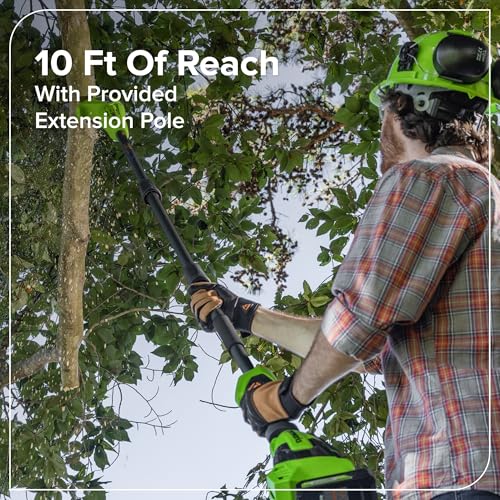 Greenworks 24V 8 in Pole Saw Hedge Trimmer Kit, 2.0 Ah Battery and Charger - size: 8" Combo (2.0Ah), style: 3-Section Polesaw