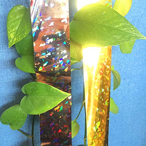 Gold Bird Scaring Reflective Tape, Holographic Ribbon, Ideal for Garden, Patio, Field and Fence - 1'' x 500 Ft (Gold) - color: Gold