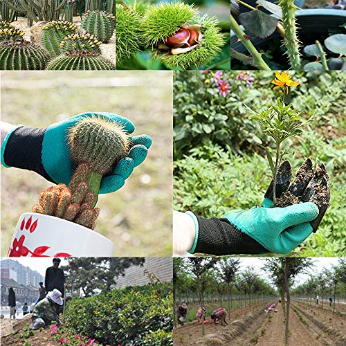 DCCPAA Garden Gloves with Claws,Claw Gardening Gloves for Digging,Planting, Weeding, Seeding-Waterproof for Men and Women - color: 1 Purple+1 Green