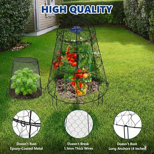 Garden Cloches for Plants, Chicken Wire Plant Cages, Plant Protectors from Animals, Combo Pack, 12 Pcs (6 Large 17.7" × 12.8" + 6 Small 5.87" × 9") - size: Set of 6+6