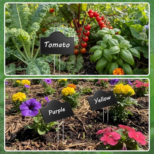 Landhoow Extra Large Metal Plant Markers 6" x 4" with 11'' Stake, 30 Pack