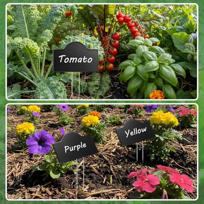 Landhoow Extra Large Metal Plant Markers 6" x 4" with 11'' Stake, 30 Pack