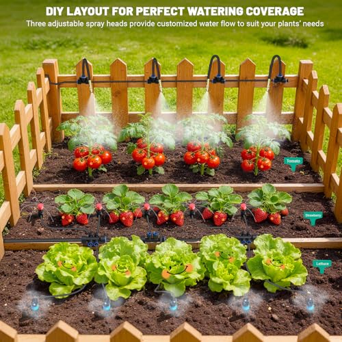 100FT Drip Irrigation Kit with 30 Emitters, 3 Spray Types, Push-Fit System - size: 100FT