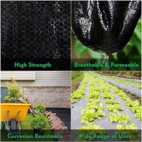 5oz Weed Barrier Landscape Fabric Ground Cover, 6ft x 100ft, Black - size: 6ftx100ft