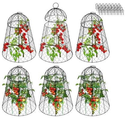 Garden Cloches for Plants - Set of 6 Chicken Wire Plant Cages and Plant Protectors from Animals, 17.7" H x 12.8" D, Outdoor Vegetable and Flower Cages, Sapbontchi Chicken Wire Cloche - size: Set of 6