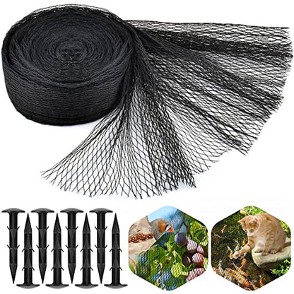 PACETAP Pond Netting Kit 10 x 10 Ft for Leaves, Heavy Duty Koi Pond Cover, Pool Protective Cover Netting with Stakes Protecting Koi Fish from Birds, Cats, Predators - size: 10x10