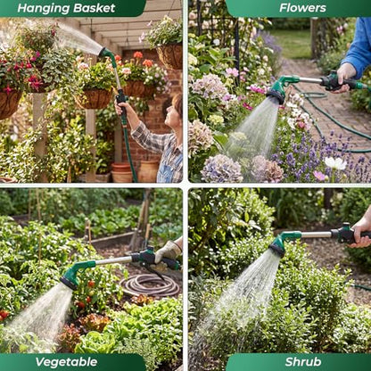 Hushee 2 Pack Garden Hose Watering Wand, 17.7 In Metal Wand, Green - color: Green