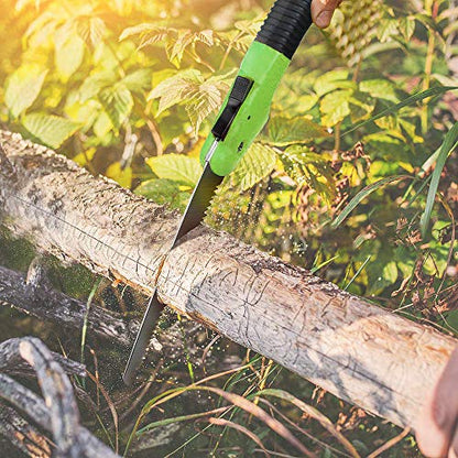 Folding Pruning Saw, 7"/180mm Sharp Hand Saw With Premium Secure Lock Comfort Soft Grip, Compact Sturdy Tree Trimmer for Garden Branch, Camping (Green/Black) - color: Green/Black