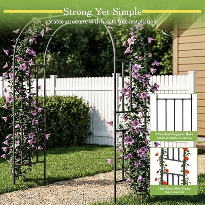Square Tube Garden Arch Trellis for Climbing Plants 8.2ft Tall Metal Arbor - color: 59.1 inch Length - Black
