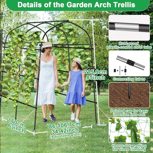 Garden Arch Trellis for Climbing Plants Outdoor, 7ft Extra Tall Metal Walkway Trellis Cucumber Arch Trellis Archway Arbor Tunnel Large Trellis for Climbing Vines Vegetable Grape Garden Raise Bed - color: 7 FT Extra Tall Arch Trellis