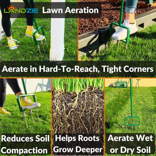 Landzie - Lawn Aerator Tool 42", Spike Tine Manual Aerator - size: Spike Tine Aerator