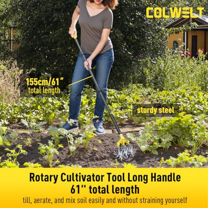 Colwelt Cultivators for Gardening 61’’, Rotary Cultivator Tool, Hand Tiller