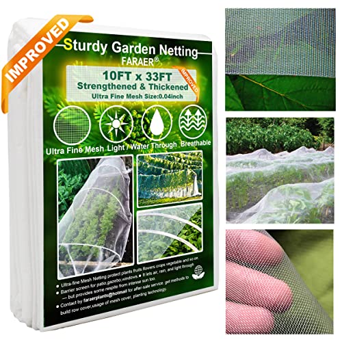 Garden Pest Barrier Netting, Thickened Mesh Net Bugs Out Plant Covers 10x33Ft Ultra Fine Protection Netting for Vegetable Plants Fruit Flowers Greenhouse Row Cover Raised Bed Insect Barrier Screen Net - size: 10x33ft Reinforced Netting